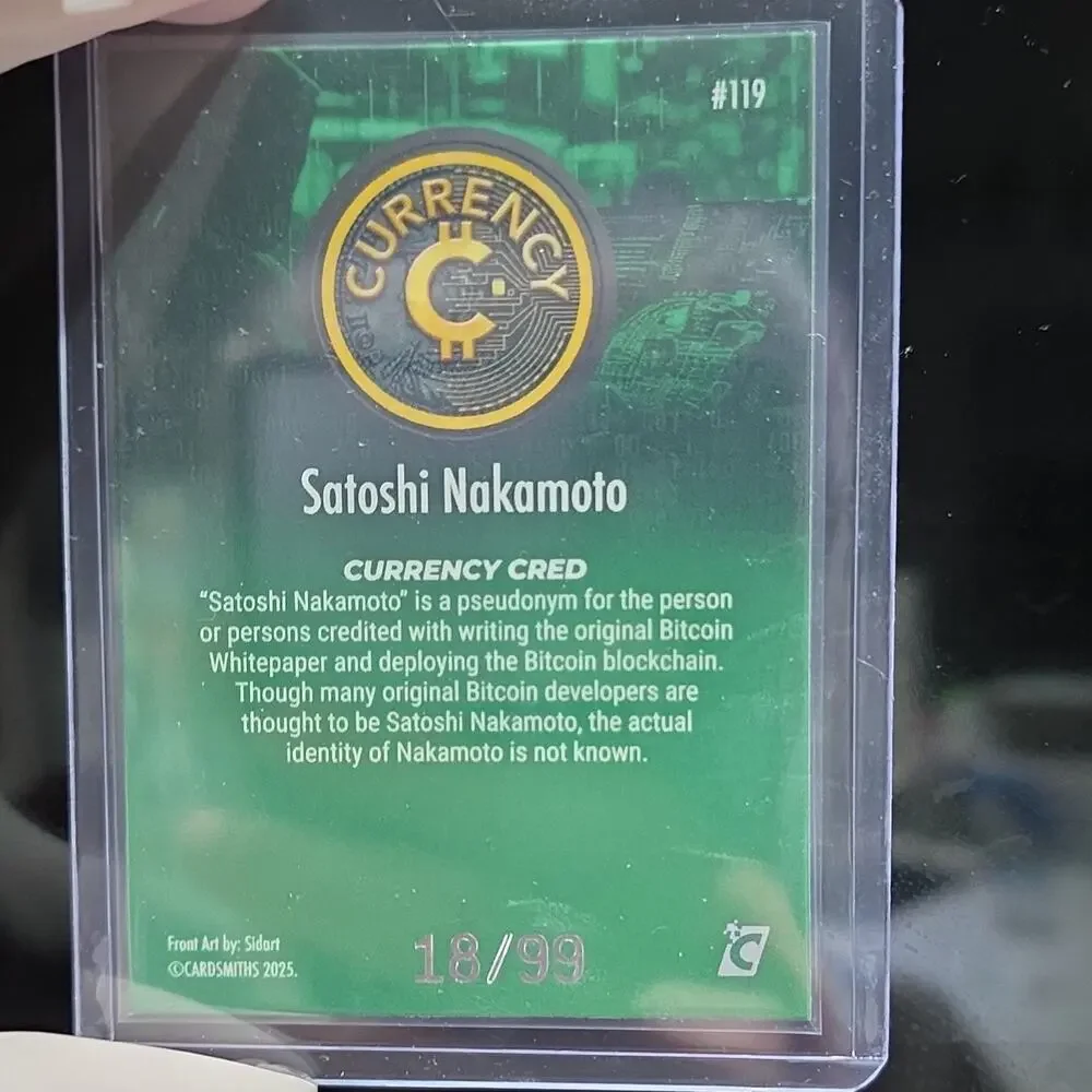 Cardsmiths Bitcoin Tycoon Satoshi Nakamoto Currency Cred Serial #119 Card